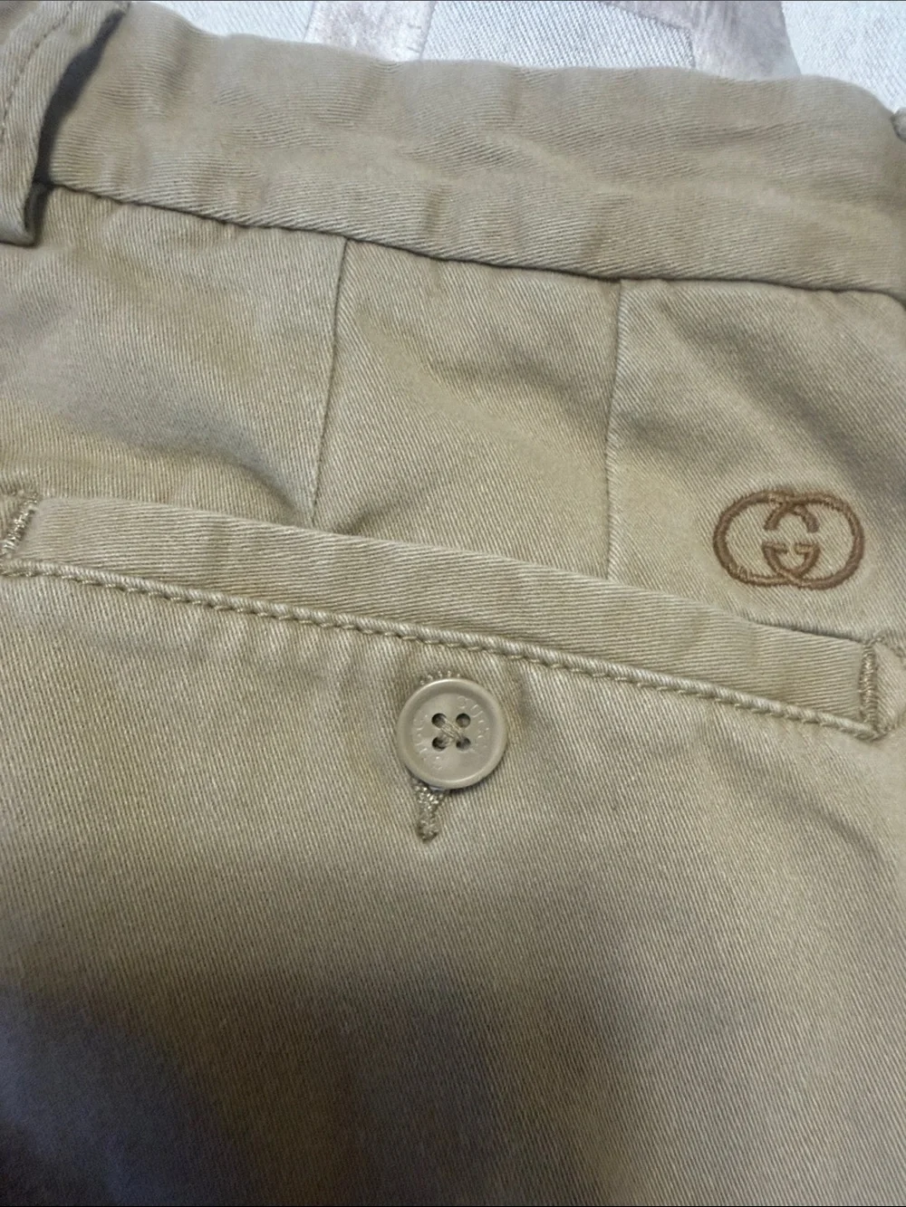 Gucci Men’s Khaki Cotton Twill Pants
